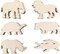 30 Pack Unfinished Wood Safari Animal Cutouts, Wooden Elephant Rhino Lion Hippo Crocodile Turtle Shapes for DIY Painting Crafts, Hanging Ornaments, Gift Tags, Scrapbooking & Party Decorations